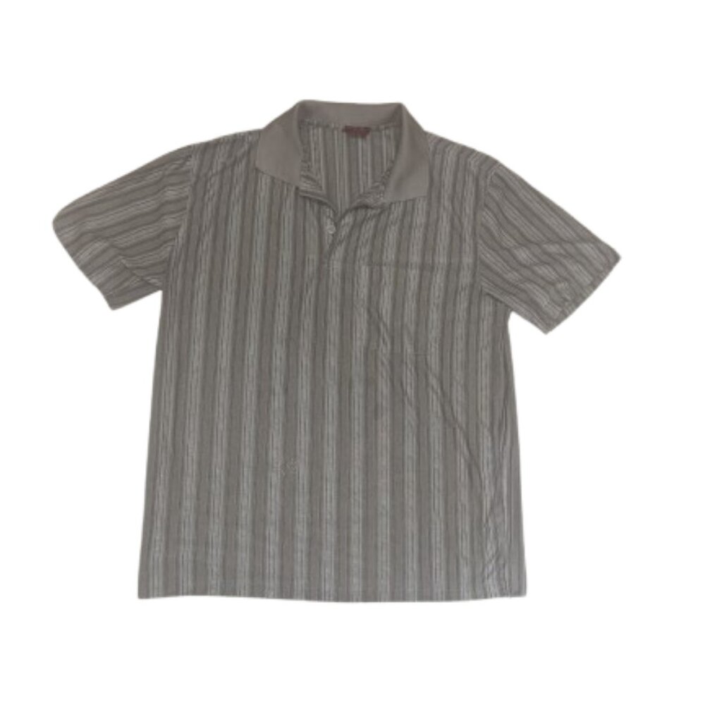 ---  Beige Striped Polo Men Size Medium